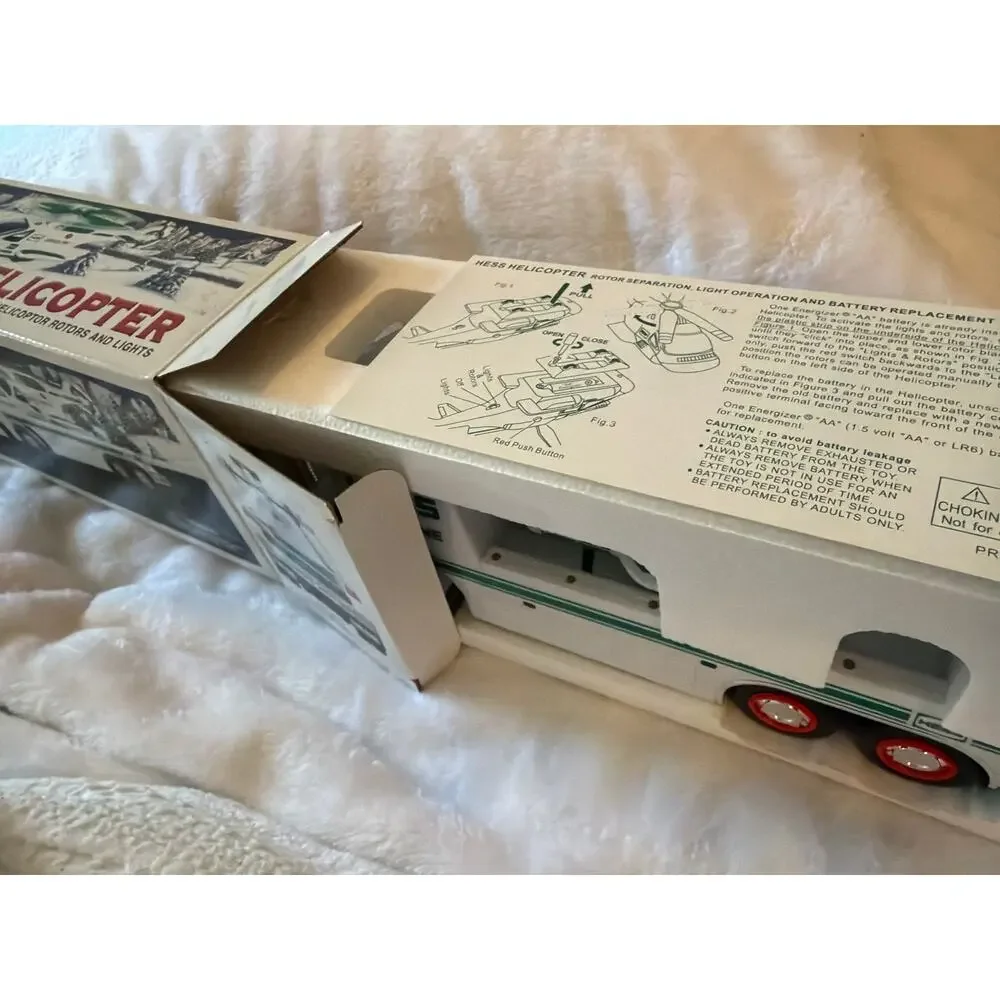 2006 Hess Toy Truck & Helicopter Gasoline Transport w/ Box Instructions
